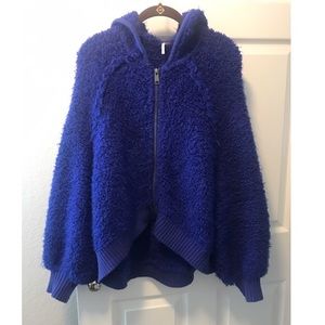 Free People Fluffy Furry Zip Sweater Jacket